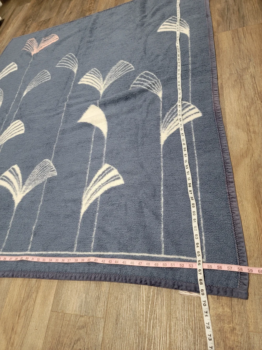 Biederlack Of The Americas Blue White Floral Blanket Reversible 80s 90s 59x69